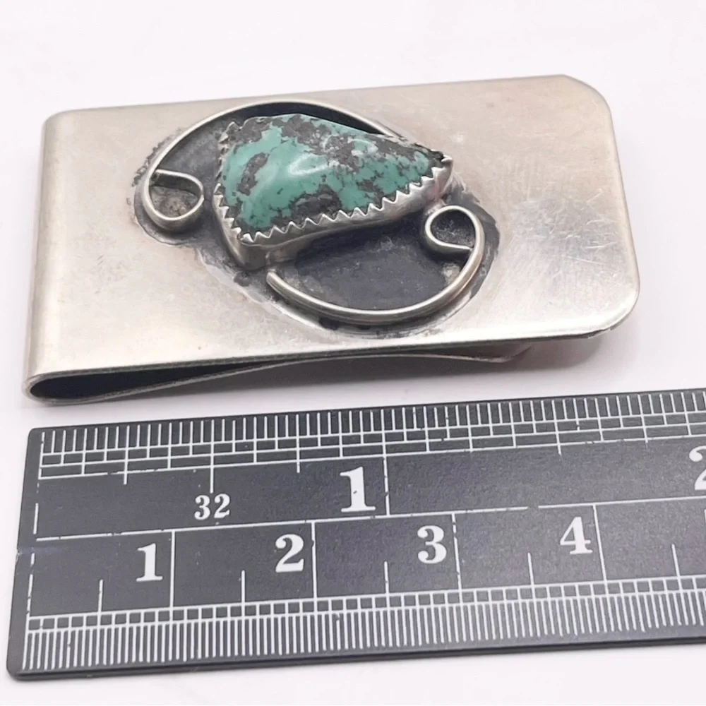Nickel Silver Money Clip with Turquoise Stone